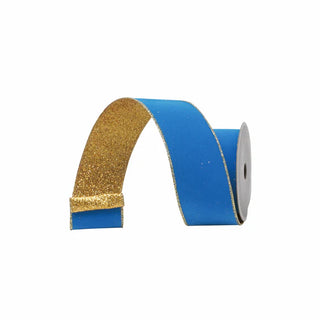 Turquoise & Gold Gold Gleam Ribbon, 2.5" X 10YD