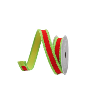 Red & Lime Scrooge Trim Ribbon, 1" X 10YD