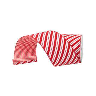 Red & White Santa Stripes Ribbon, 4" X 10YD