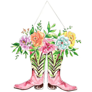 Beck’s Pink Cowboy Boots Door Hanger