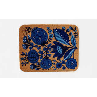 Blue and White Seedpod Coco Fiber Door Mat