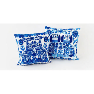 Blue and White Embroidered Dog/Cat Pillow