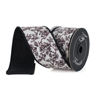 Black & White Blossom Toile Ribbon, 2.5" X 10YD