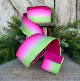 Pink Lime Green Vibrant Horizon Ribbon, 2.5" X 10YD
