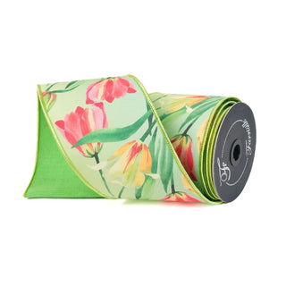 Watercolor Spring Tulip Ribbon, 4" X 10YD