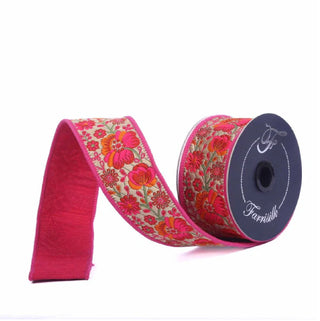 Hot Pink Groovy Blossoms Ribbon, 2" X 10YD