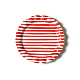 Red Stripe Ruffle Round Platter