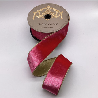 Iced Fuchsia Metallic Gold Back Ribbon, 2.5" X 10YD