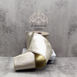 Platinum Double Sided Metallic Dupion Ribbon, 4" X 10YD