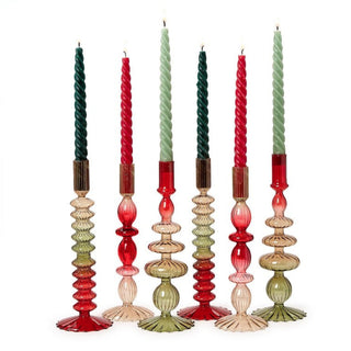 Ombre Hand-Blown Glass Candlestick Set