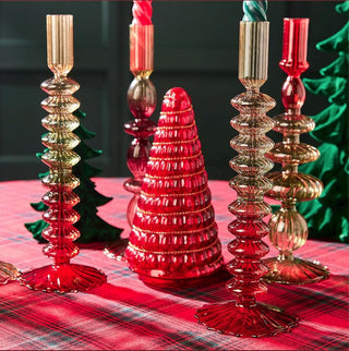 Ombre Hand-Blown Glass Candlestick Set