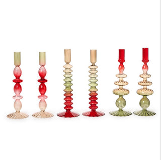 Ombre Hand-Blown Glass Candlestick Set