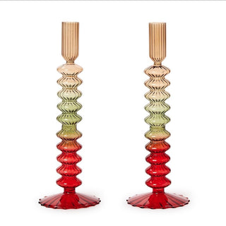 Ombre Hand-Blown Glass Candlestick Set
