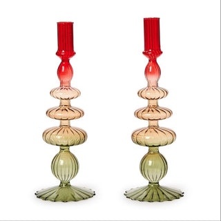 Ombre Hand-Blown Glass Candlestick Set