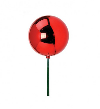 Red Shiny Ball Ornament Stake