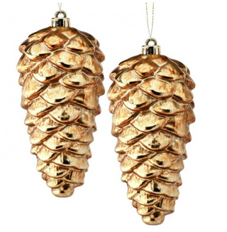 Antique Gold Metallic Pine Cone Ornament