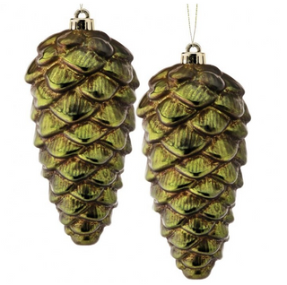 Antique Green Metallic Pine Cone Ornament