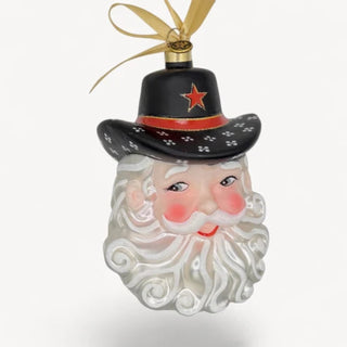 Black & Red Cowboy Santa Ornament