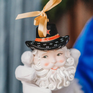 Black & Red Cowboy Santa Ornament