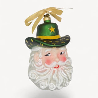 Green & Gold Cowboy Santa Ornament