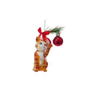 Noble Gems™ Christmas Cat Glass Ornament