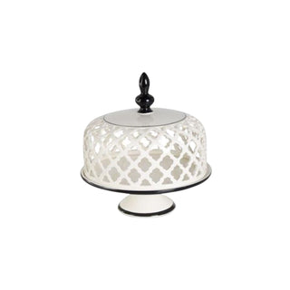 White Lattice Cutout Lidded Ceramic Jar