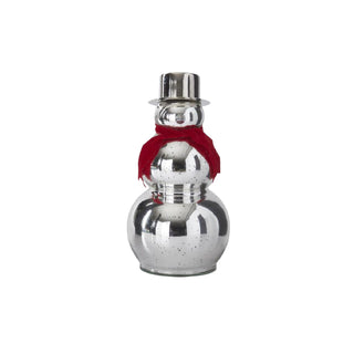 Silver Mercury Glass Snowman with Red Scarf