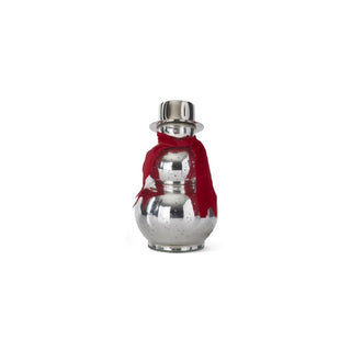 Silver Mercury Glass Snowman with Red Scarf