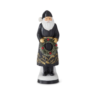 Black Coat Santa with Bottle Brush Wreath
