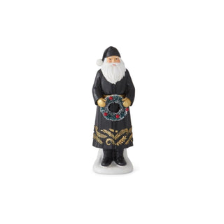 Black Coat Santa with Bottle Brush Wreath