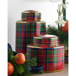 Tartan Plaid Decorative Jar, 10"