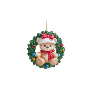 Teddy Bear In Wreath Ornament