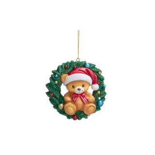 Teddy Bear In Wreath Ornament