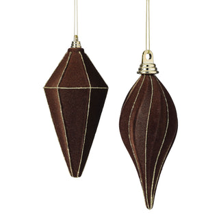 Chocolate Flocked Velvet Finial Ornament