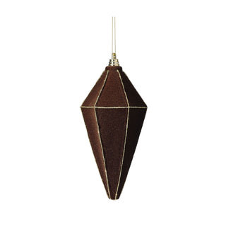 Chocolate Flocked Velvet Finial Ornament