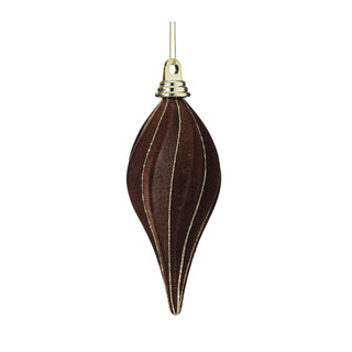 Chocolate Flocked Velvet Finial Ornament
