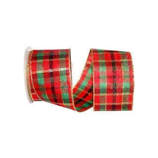 Metallic Sparkle Plaid Ribbon, 2.5" X 10YD