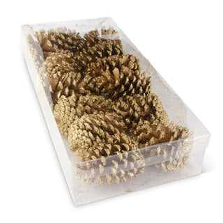 Gold Glitter Pinecones, Box of 12