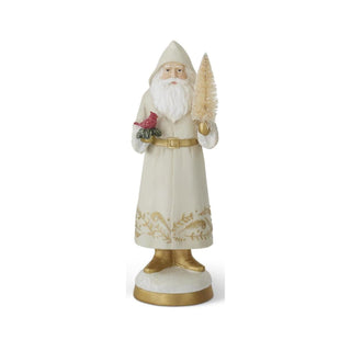 Cream Santa with Cardinal & Bottle Brush Tree