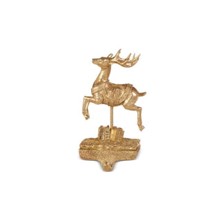 Golden Santa Reindeer Stocking Holder