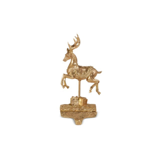 Golden Santa Reindeer Stocking Holder