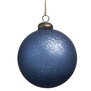 Blue Mercury Glass Ball Ornament, 4"