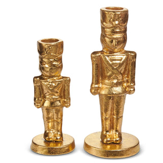 Gold Nutcracker Candle Holder Set