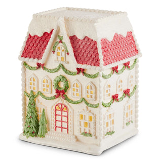 Lighted Snow Covered House