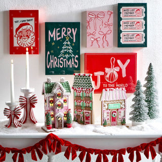 Pink and Green Lighted Gingerbread Cottage