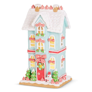 Blue Snowman Gingerbread House