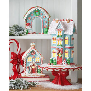 Blue Snowman Gingerbread House
