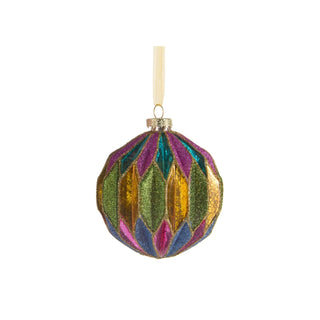 Antiqued Glitter Ball Ornament