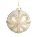 Gold Bow White Ball Ornament