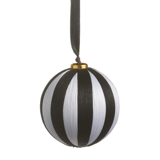 Black and White Striped Yarn Ball Ornament